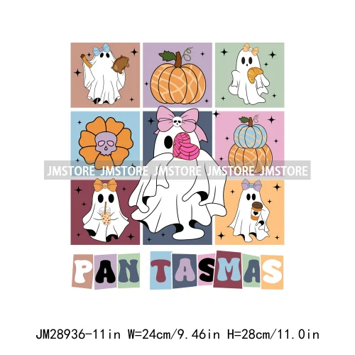 Funny Pan Tasmas Spooky Mexican Ghost Coquette Bow Halloween Concha Iron On DTF Heat Press Transfer Stickers Design For Clothes