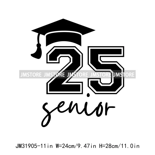 Happy University Graduate Senior Class Of 2025 Decals Iron On DTF Heat Transfer Stickers Ready To Press For Clothes Bags