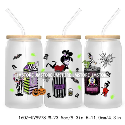 Friends Horror Characters 16OZ UV Cup Wrap DTF Transfer Stickers For Libbey Glass Can Cups Tumbler Happy Horror Movie Killers