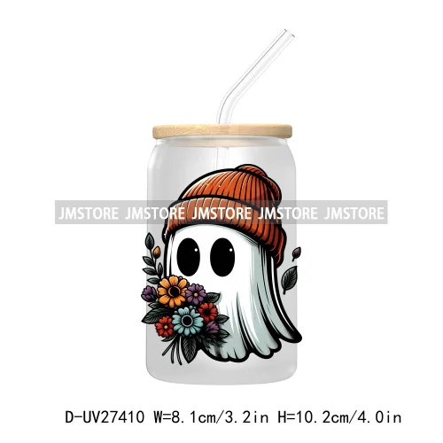 Cute Bougie Ghost Boo Halloween UV DTF Transfer Stickers Decals For Libbey Cold Cup Mug Tumbler High Quality Fall Pumpkin Season