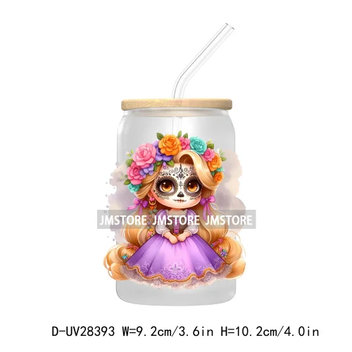 Mexican Little Princess UV DTF Transfer Stickers Decals For Libbey Cold Cups Mugs Tumbler Waterproof Craft Day of the Dead Girls