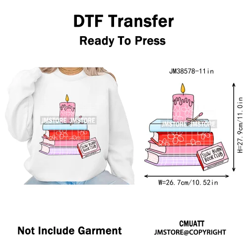 Funny Book Lover Club Inspirational Sayings Reading Coffee Iron on DTF Washable Transfers Stickers Ready to Press for Clothing