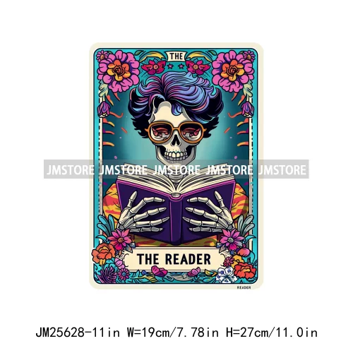 Funny True Crime Junkie Reader Teacher Drunk Housewife Queen Tarot Card DTF Iron On Transfer Stickers Ready To Press For Clothes