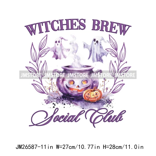 Spooky Halloween Mama Witch Social Club Coquette Bows Ghost Black Cat DTF Iron On Transfer Stickers Ready To Press For Clothing