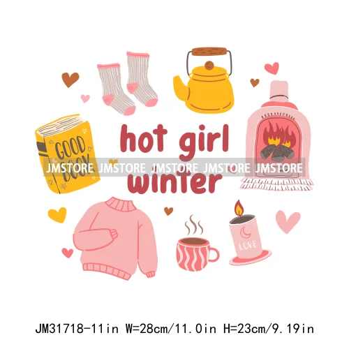 Feeling Cozy Season Hot Girl Winter Girlie Book Club Reading Lover Iron On DTF Transfers Stickers Ready To Press For Hoodies