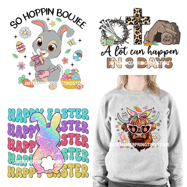 Easter Christian Jesus Religious God Saying Logos So Peepin Boujee Easter DTF Transfers Stickers Ready To Press For Hoodies
