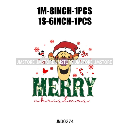 Merry Christmas Cute Cartoon Animal Friends Winter White Festive Vibes Iron On DTF Transfers Stickers Ready To Press For Hoodies