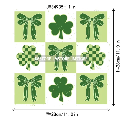 Feeling Lucky Vibes Coquette Shamrock Irish St Patrick's Day Iron On DTF Heat Transfers Stickers Ready To Press For T-shirts Bags