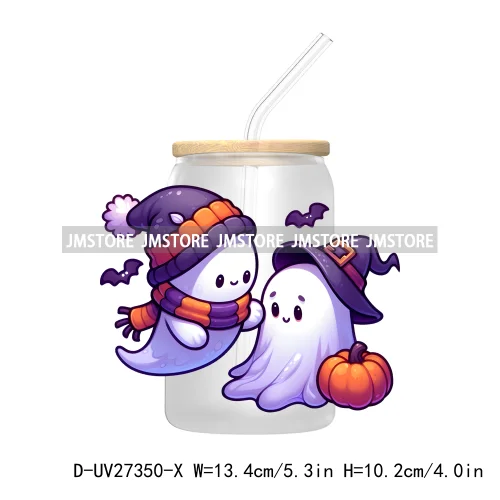 Funny Witch Ghosts Halloween Bat UV DTF Transfer Stickers Decals For Libbey Cold Cups Mugs Tumbler Waterproof Craft Spooky Vibes