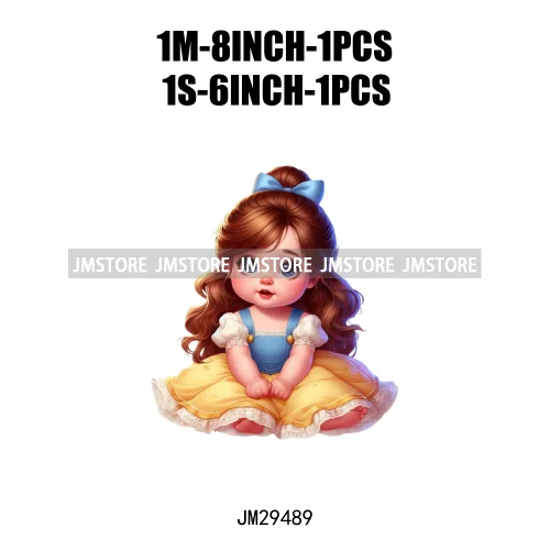 Cute Princess Cartoon Girls Baby Iron On DTF Transfers Stickers Printing Designs Ready To Press For Clothes Bags