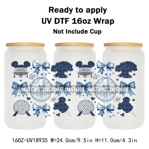 Bundle Princess Magical Mirror Bow UV DTF Stickers Ready To Apply Cup Wrap Durable Custom Prints DIY Craft For Libbey Can Glass