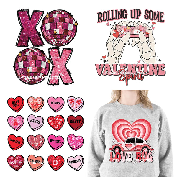 Retro Distressed Smile Valentine Logos Rolling Up Some Valentine Spirit Love Heart Skeleton DTF Transfer Stickers For Clothes