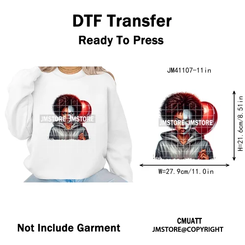 Horror Afro Mama Coffee Lover Scary Girly Killer Halloween Movie Iron on DTF Transfers Stickers Ready to Press for Textile Bags