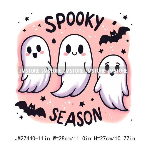 Colorful Coffee Spooky Babe Vibes Stay Spooky Season Ghost Skull Halloween DTF Decals Iron On Transfers Stickers For T-shirts