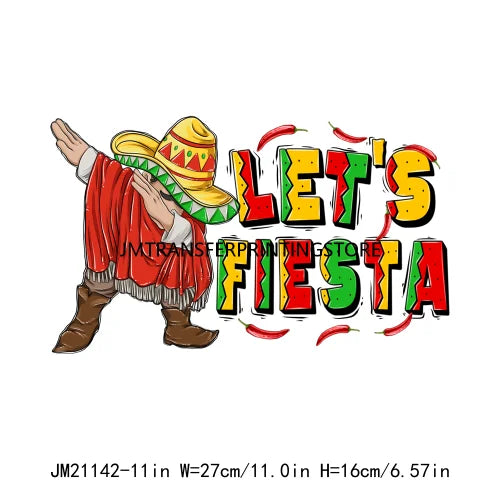 Cinco De Mayo Sugar Skull Let's Fiesta Designs Taco Tuesday Squad Mexican Party Tis The Season DTF Transfer Stickers For Clothes