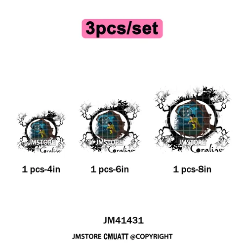 Funny Cartoon Movie Character Halloween Pumpkin Coquette Iron on DTF Washable Heat Transfer Stickers Ready to Press for Clothes