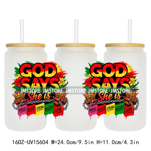 Juneteenth Vibes Sneaker And Heel Afro Woman 16OZ UV DTF Cup Wraps Ready To Apply Transfer Stickers For Libbey Glass Can Tumbler