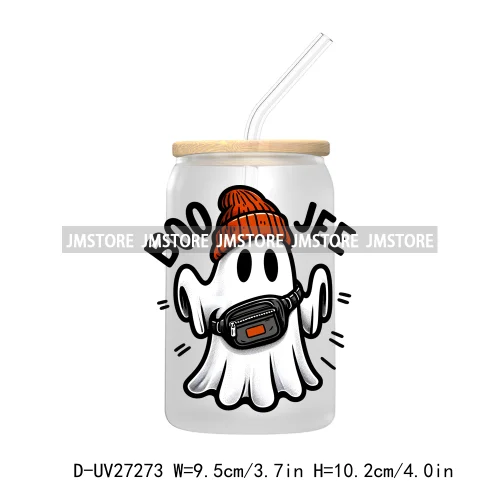 Trick Or Treat Pumpkin Coquette Bow Girly Ghost Halloween UV DTF Transfer Stickers Decals For Libbey Cold Cups Mug Tumbler Label