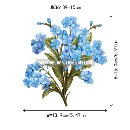 15cm 5.9in Kids Rose Flower Iron On DTF Heat Transfer Stickers For Clothes Printed Vinyl Thermal Applique Washable T-Shirt Decal