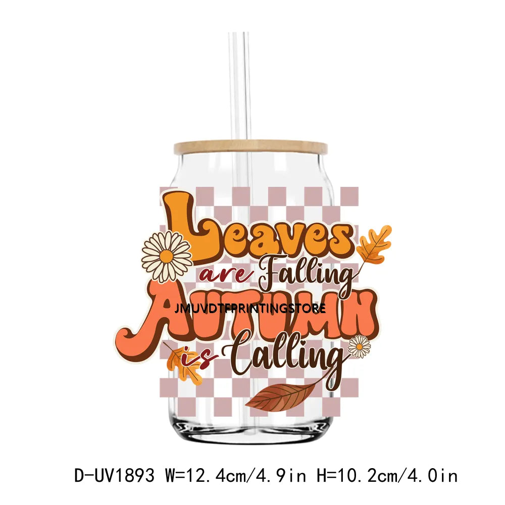 Cozy Pumpkin Sesaon Fall Vibes Leaves UV DTF Transfers Stickers Decals For Libbey Cold Cups Mugs Tumbler Waterproof DIY Craft