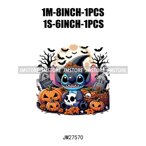 Cartoon Halloween Spooky Season Pumpkin Rip Gravestone Skull DTF Iron On Transfers Stickers Printing Ready To Press For Clothing