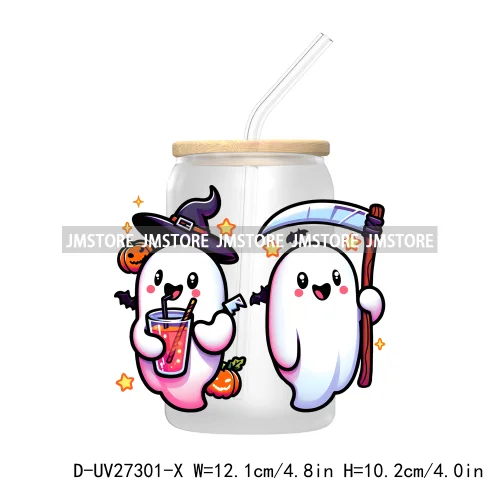 Spooky Ghost Halloween Autumn Pumpkin Season UV DTF Transfer Stickers Decals For Libbey Cold Cups Mugs Tumbler Black Cats Boo