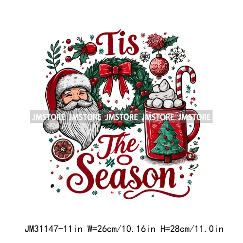 Hot Cocoa Weather Christmas Crew Griswold's Tree Farm Santa North Pole Iron On DTF Transfers Stickers Ready To Press For Hoodies