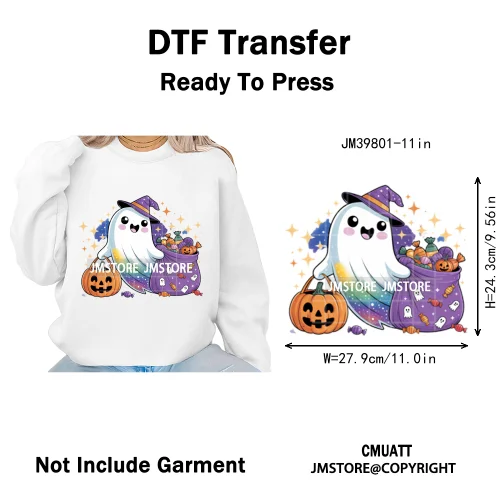 Spooky Coffee Lover Halloween Coquette Pumpkins Witches Ghost Iron on DTF Washable Transfers Stickers Ready to Press for Clothes