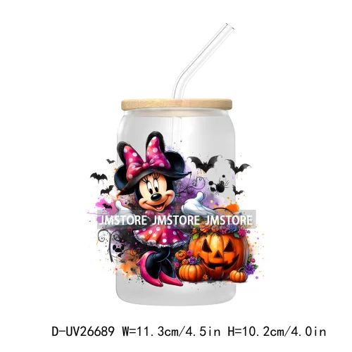 Cartoon Mouse And Friends Halloween Pumpkin UV DTF Transfer Stickers Decals For Libbey Cold Cups Mugs Tumbler Custom Labels Fall