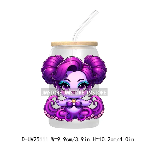 Cartoon Halloween Princess UV DTF Transfer Stickers Decals For Libbey Cold Cups Mugs Tumbler Waterproof DIY Custom Logo Labels