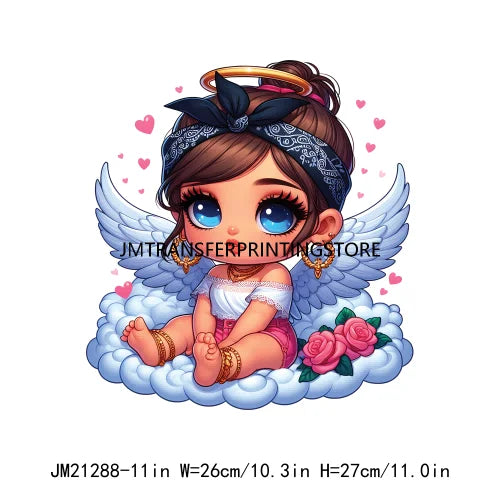 Cute Baby Angel Concha Valentine Kids Lovely Iron On DTF Transfers Printing Stickers Ready To Press For Hoodies