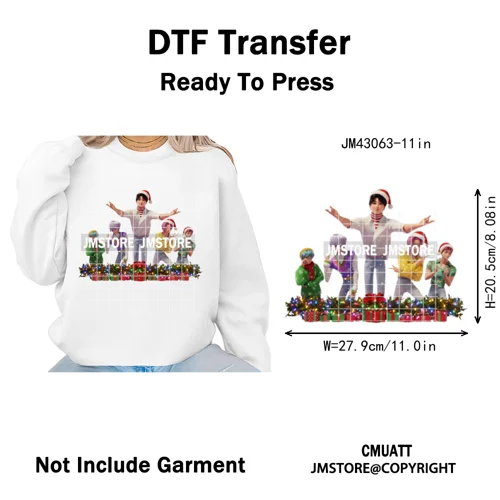 Cartoon Kpop Demon Music Anime Girly Merry Christmas Iron on Washable DTF Heat Transfer Stickers Ready to Press for T-shirts Bag