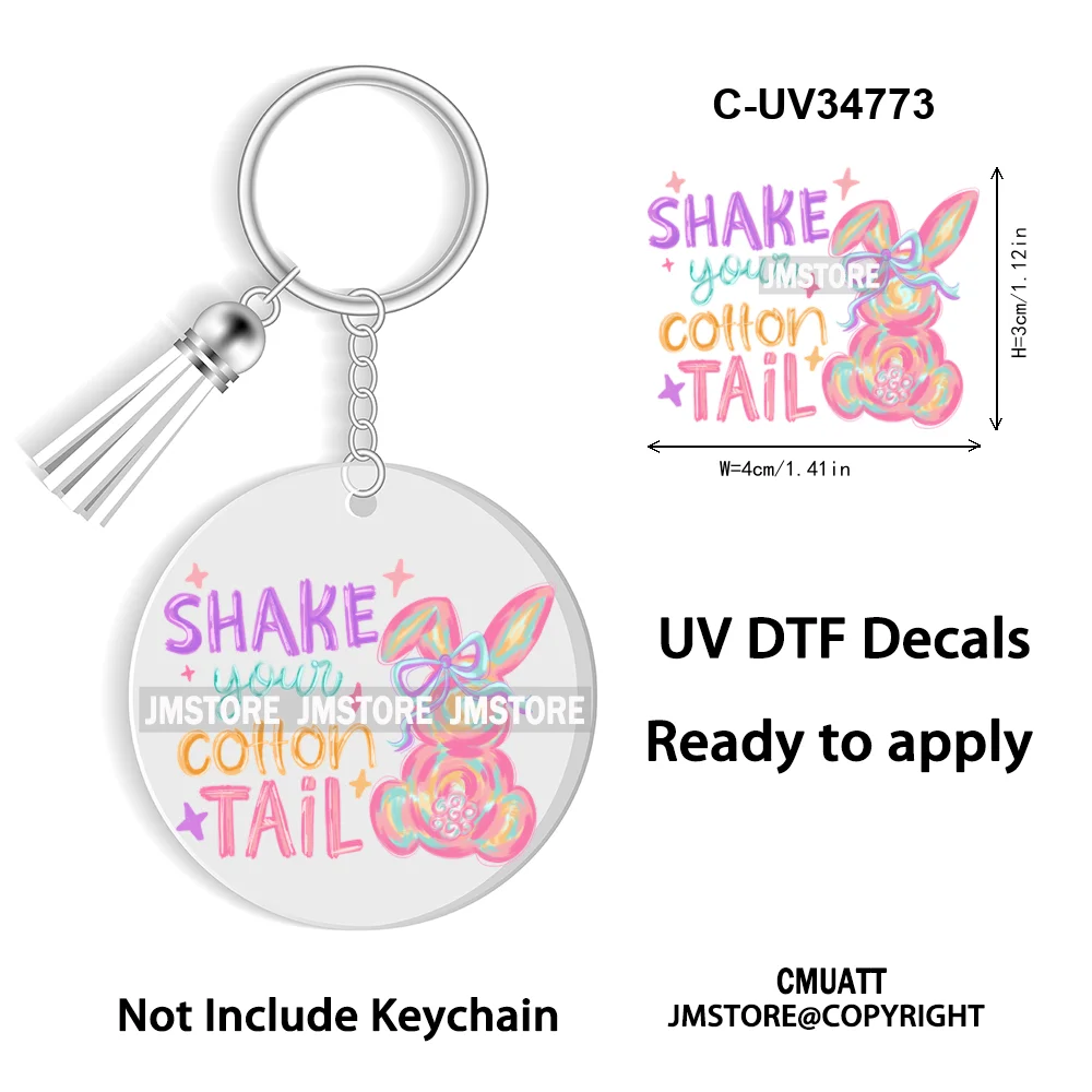 The Lord Is My Shepherd Christian Religious Easter Bible Verse Faith UV DTF Stickers For Round Circle Acrylic Keychain Keyring