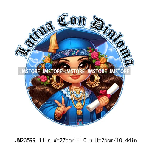 Chicano Graduation Para Mi Familia Si Se Pudo Chicano Educated Latina Sernior School Girls DTF Transfer Stickers For T-shirts