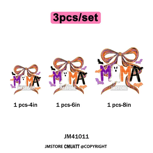 Cute Iridescent Ghost Girly Halloween Coquette Spooky Vibes Iron on Washable DTF Transfers Stickers Ready to Press for Clothing