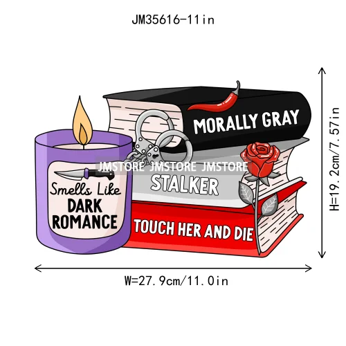Smells Like Dark Romance Book Club Bookish Positive Quotes Iron on DTF Washable Transfers Stickers Ready to Press for Clothing