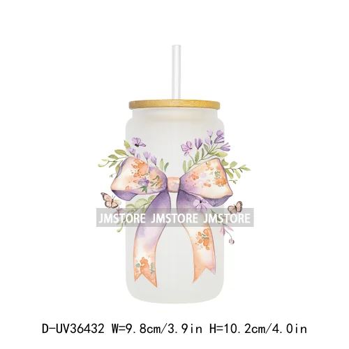 Colorful Bow Ribbon Bridal Birthday UV Sticker Decals For Libbey Cold Cups Mugs Tumbler Transfer Stickers Waterproof DIY Prints
