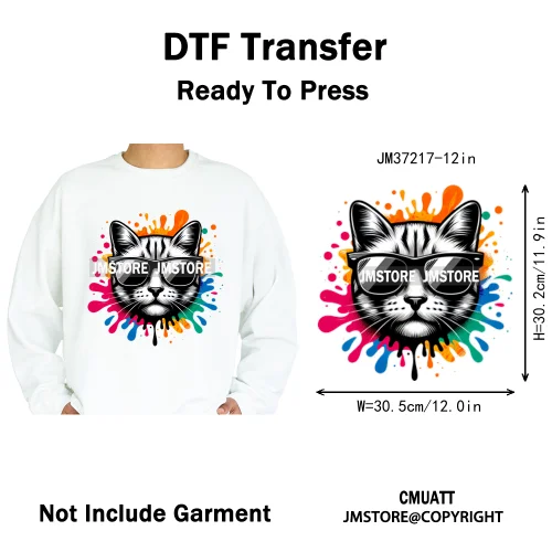 12in Street Snarl Savage Animal King Graffiti Urban Bear Bunny Cat Dog Iron on DTF Transfers Stickers Ready to Press for Clothes