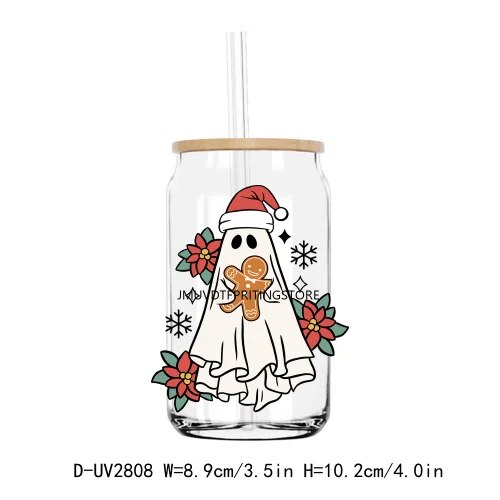 Ghost Dead Inside But It’s Christmas Boojee UV DTF Transfers Stickers Decals For Libbey Cold Cups Mugs Tumbler Waterproof DIY