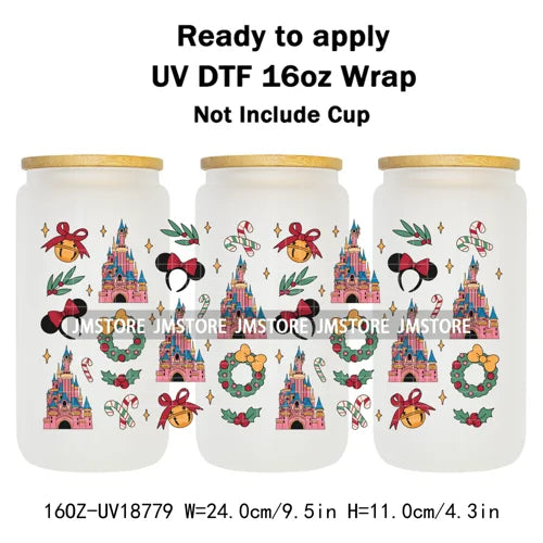 Merry Christmas Cartoon Mouse Cookies UV DTF Stickers Ready To Apply Cup Wrap Durable Custom Logo DIY Craft For Libbey Can Glass