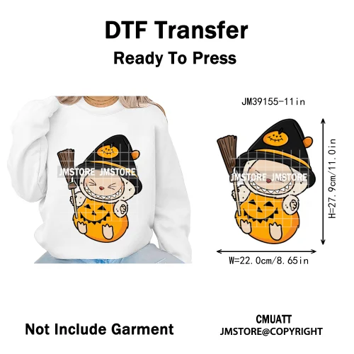 Sorat Sweet Sorat Spooky Cartoon Monster Halloween Designs Iron on DTF Washable Transfers Stickers Ready to Press for Hoodies