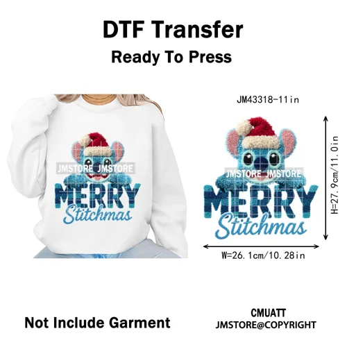 Latch Hook Faux Yarn Cartoon Movie Friends Merry Christmas Iron on Washable DTF Transfers Stickers Ready to Press for Textiles