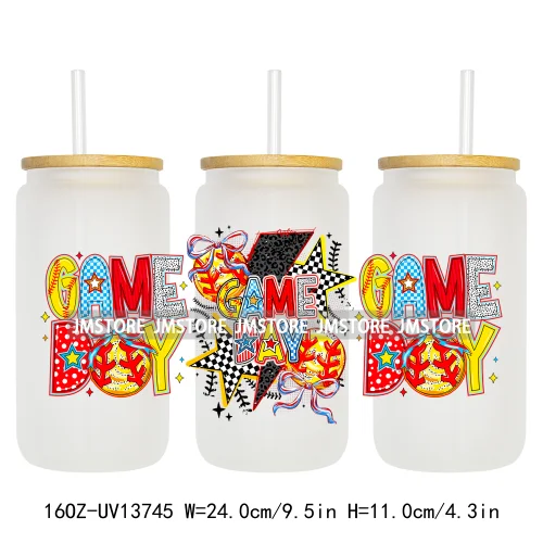 Coquette Baseball Mama Game Day 16OZ UV DTF Cup Wraps Ready To Apply Waterproof Transfer Stickers For Libbey Glass Can Tumbler