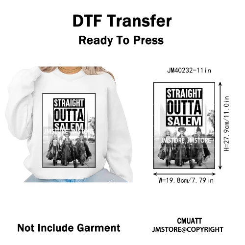 Horror Halloween Movie Witches Social Club Thug Life Coquette Iron on DTF Washable Transfers Stickers Ready to Press for Textile