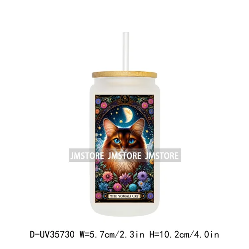 The Moon Tarot Cards Cats Lover UV DTF Transfer Stickers Decals Ready To Apply Waterproof For 16OZ Libbey Glass Can Cups Tumbler