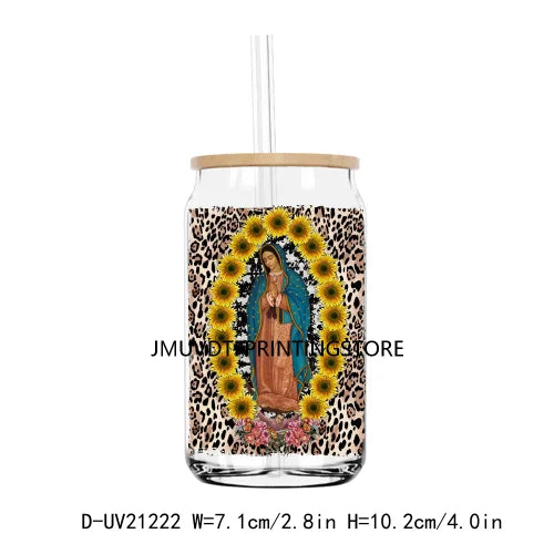 Mexican Lady With Sunflowers UV DTF Transfers Stickers Decals For Libbey Cold Cups Mugs Tumbler Waterproof DIY Logo Love Fiesta