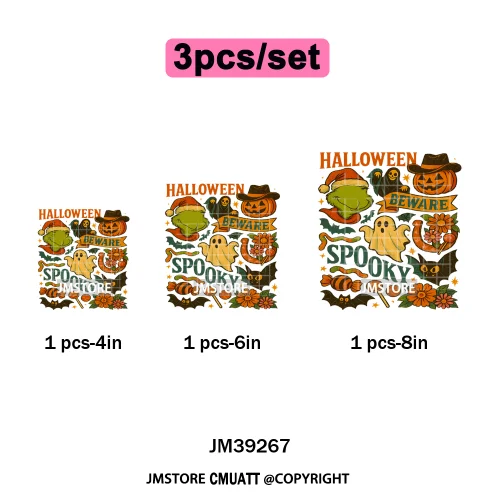 Pumpkin Spice Season Cartoon Horror Nightmare Halloween Vibes Iron on DTF Washable Transfers Stickers Ready to Press for Hoodies