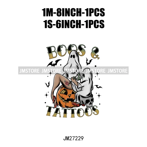 Cartoon Halloween Season Let's Go Ghouls Burn Sage Not Witches Spooky Vibes DTF Iron On Heat Press Transfer Stickers For Clothes