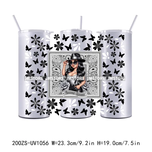 12 Zodiac Queen Chicana 20OZ Straight Skinny Tumbler Wrap Ready To Apply UV DTF Transfer Stickers Waterproof Prints For Tumbler