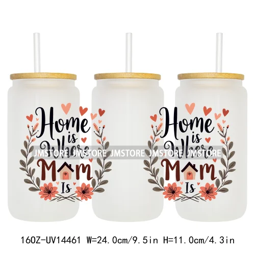 Mother's Day Quotes Mom Love UV DTF Wraps Transfer Sticker Waterproof Custom UV DTF Prints For 16OZ Libbey Glass Can Tumbler Mug